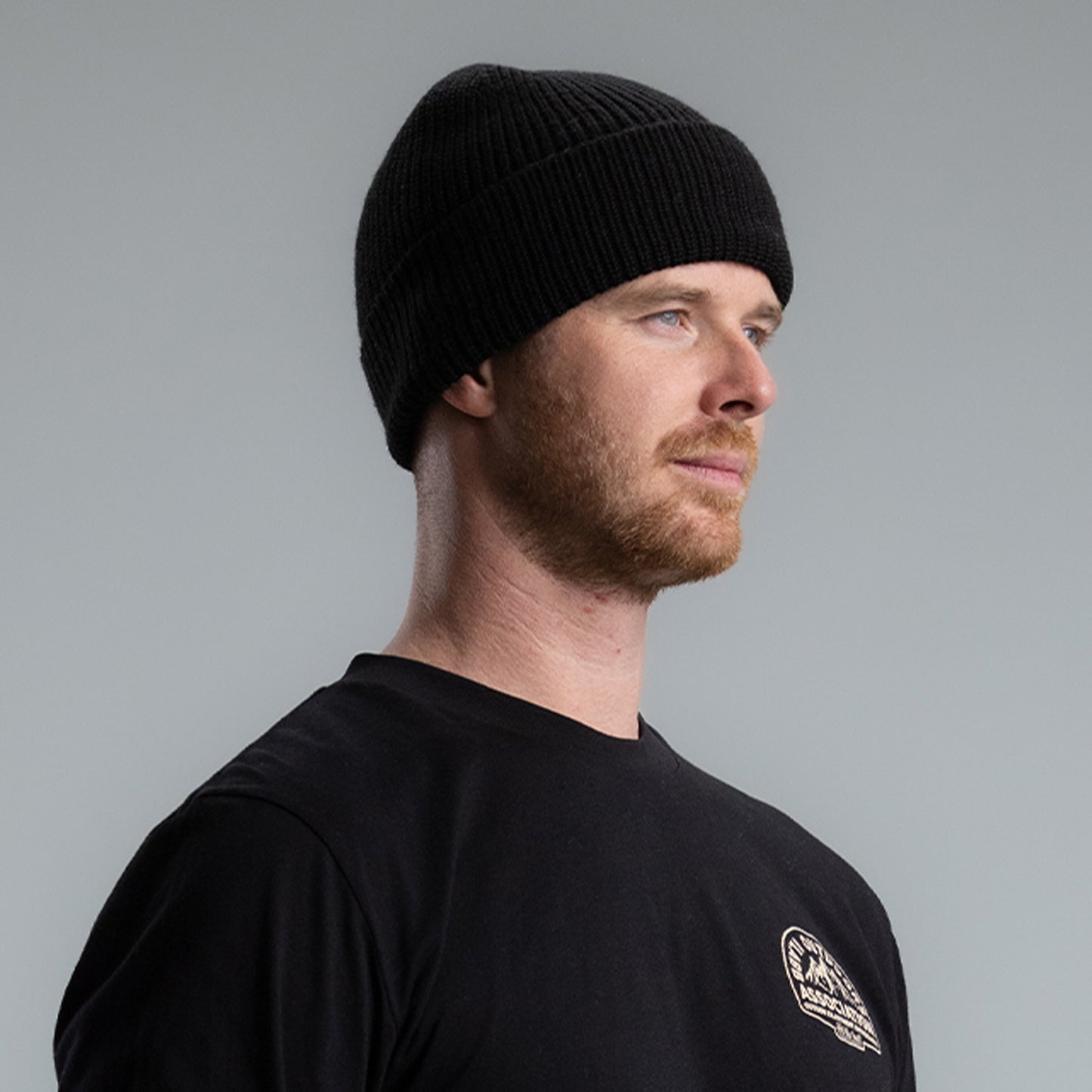 Merino 8" Fishermans Rib Beanie BLACK